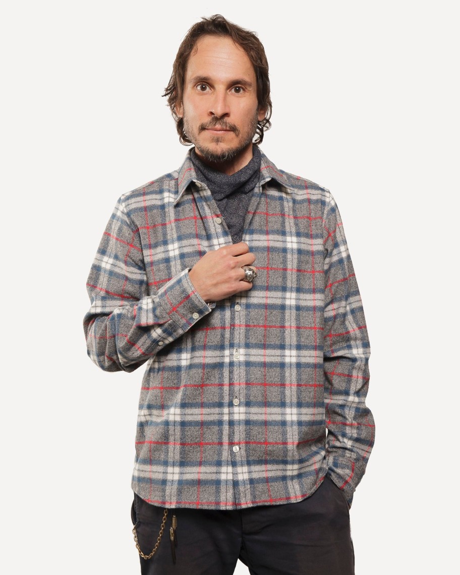 Men 18 Waits Shirts | Long Sleeve Dylan Shirt | Mammoth Flannel - Fog