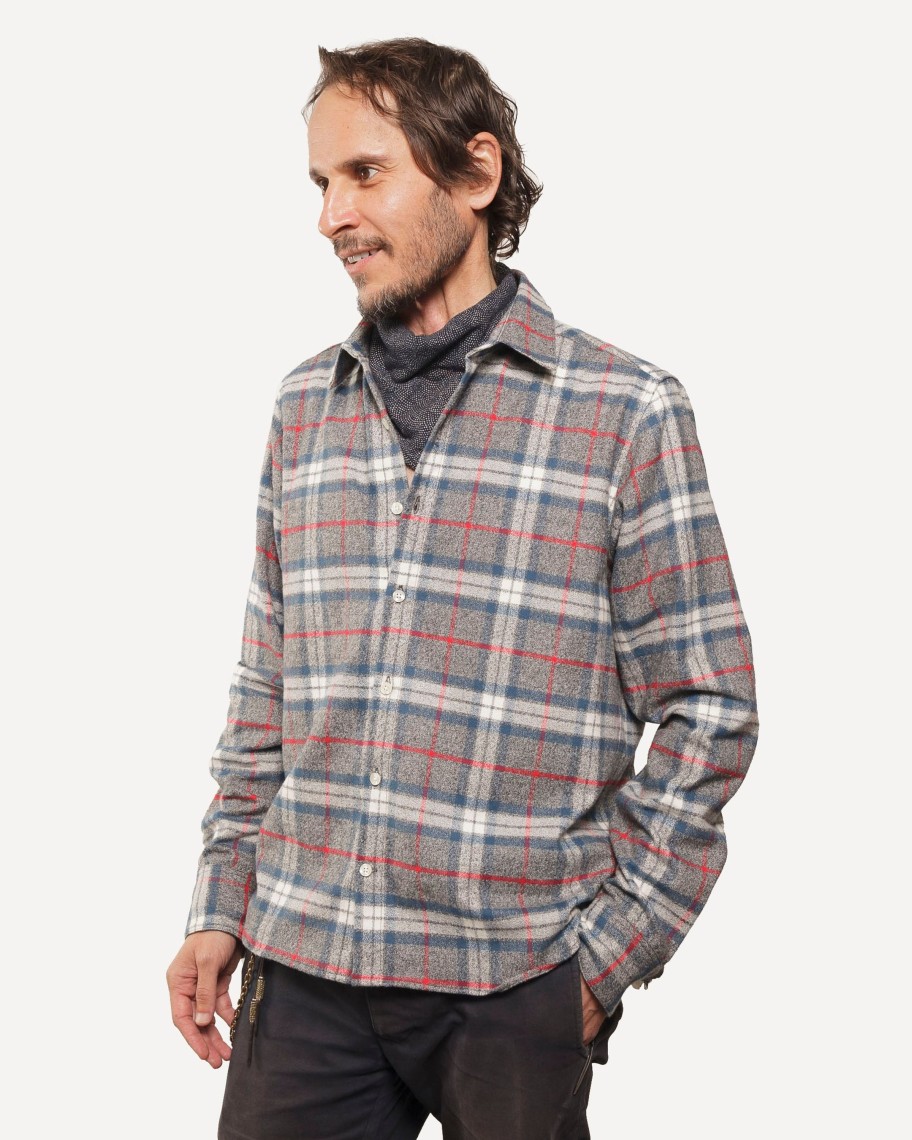 Men 18 Waits Shirts | Long Sleeve Dylan Shirt | Mammoth Flannel - Fog