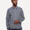 Men 18 Waits Shirts | Long Sleeve Dylan Shirt | Tipsy Linen Dots - Navy