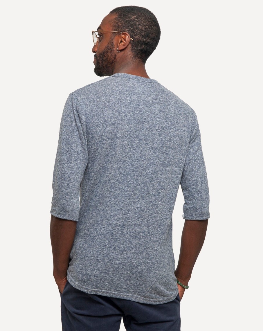 Men 18 Waits Knits | T-Shirts | 3/4 Length Pocket Tee | Heather Navy