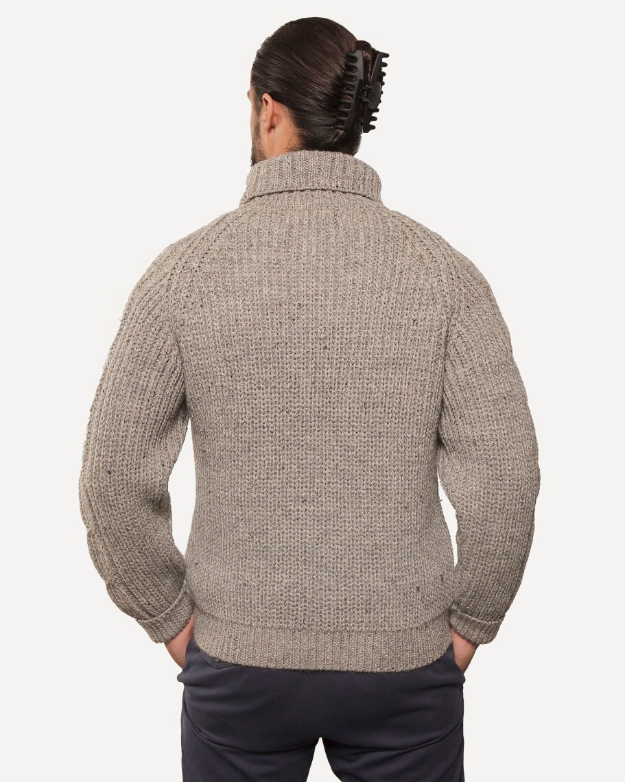 Men 18 Waits Knits | T-Shirts | Knit Turtleneck | Saddleworth Mist Wool