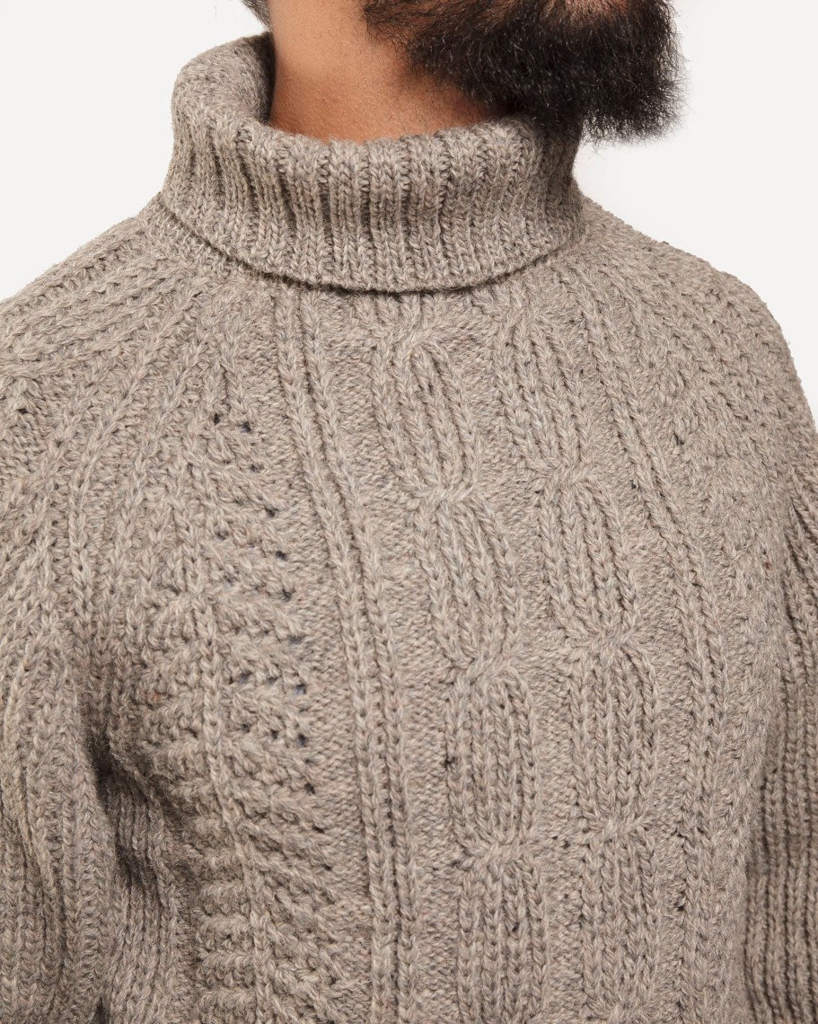 Men 18 Waits Knits | T-Shirts | Knit Turtleneck | Saddleworth Mist Wool