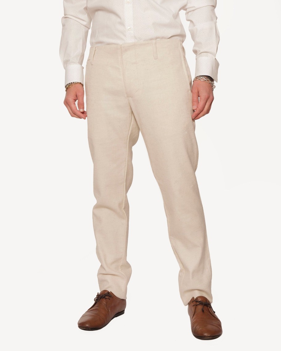 Men 18 Waits Trousers | Signature Trouser | Natural Flecked Linen