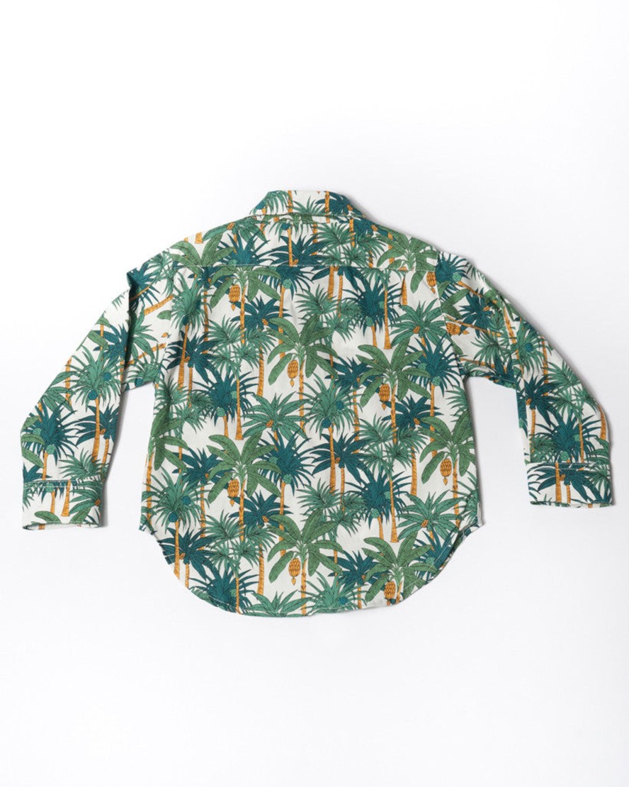 Kids Hopper Hunter | Long Sleeve Shirt | White Jungle Palms