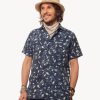 Men 18 Waits Shirts | Short Sleeve Neuwirth Shirt | Indigo Blossom Stitch