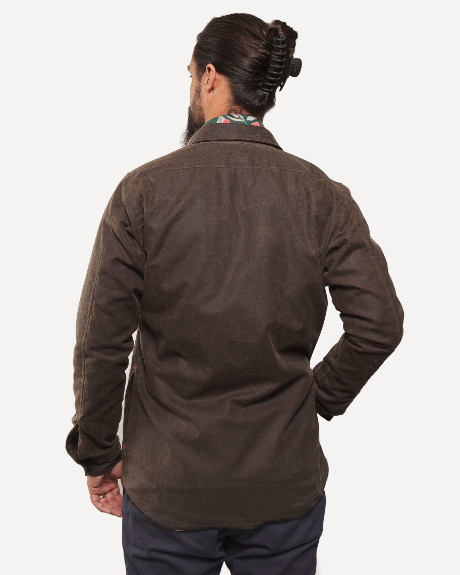 Men 18 Waits Jackets | The Legacy Weekender | Brown Wax Cotton