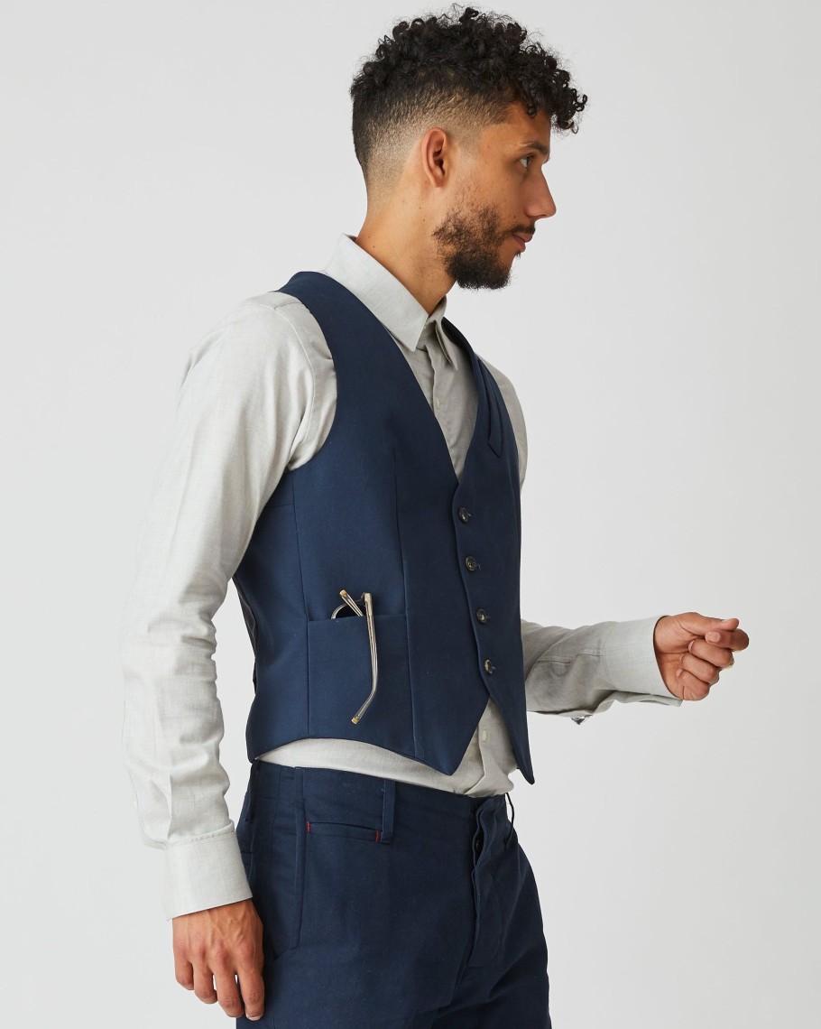 Men 18 Waits | Vest | Soft Navy Twill