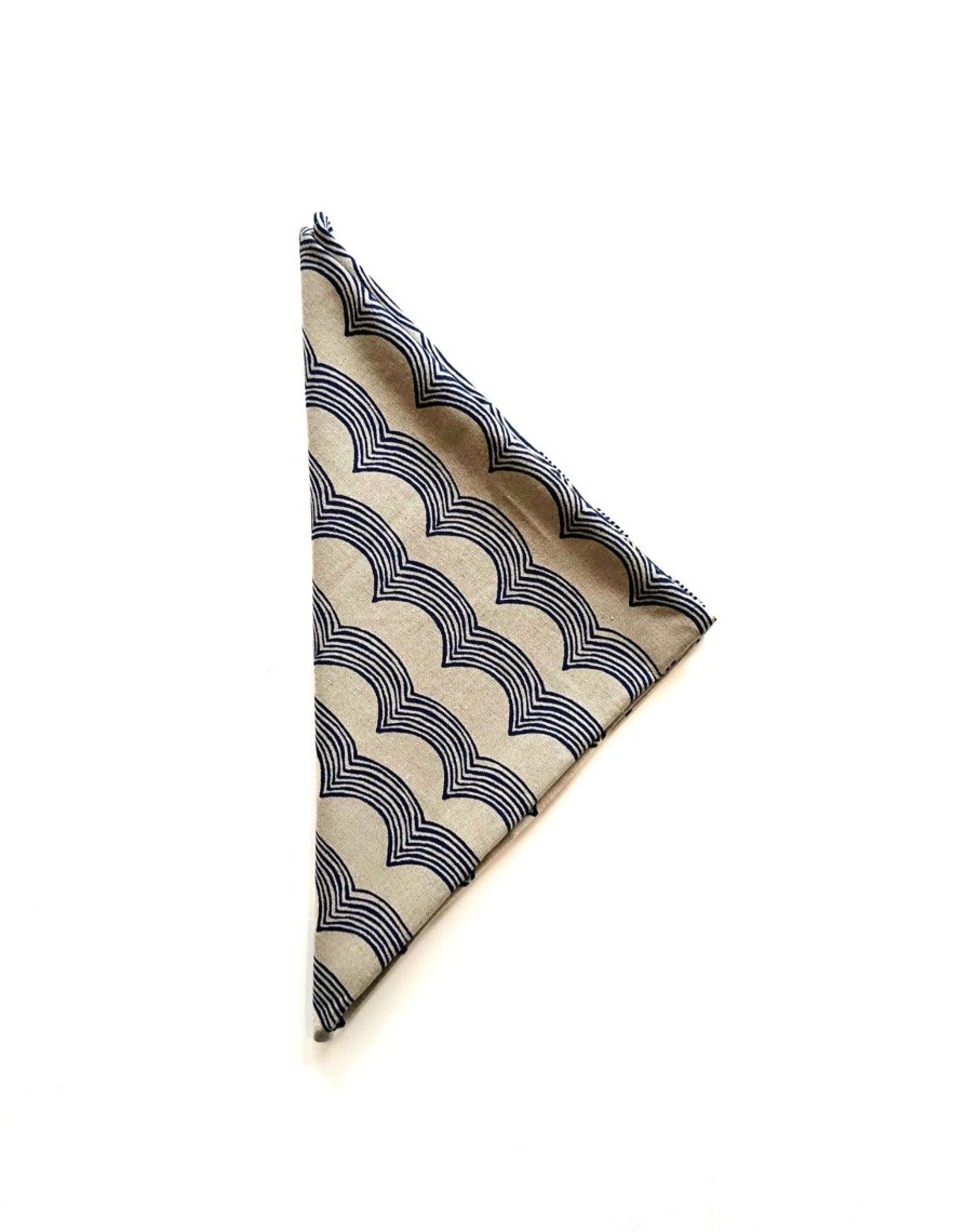 Men 18 Waits Bandanas | Brakeman Bandana | Navy Linen Waves