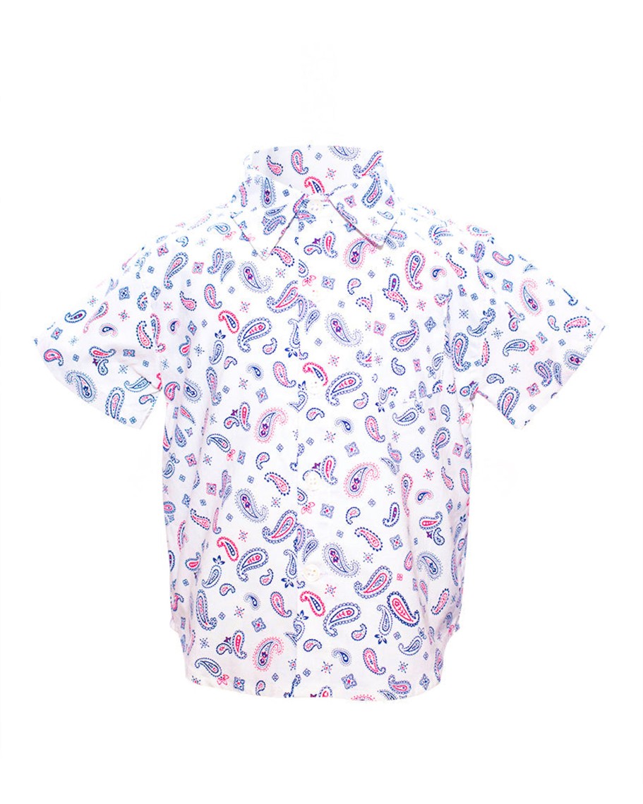 Kids Hopper Hunter | Short Sleeve Shirt | White Paisley