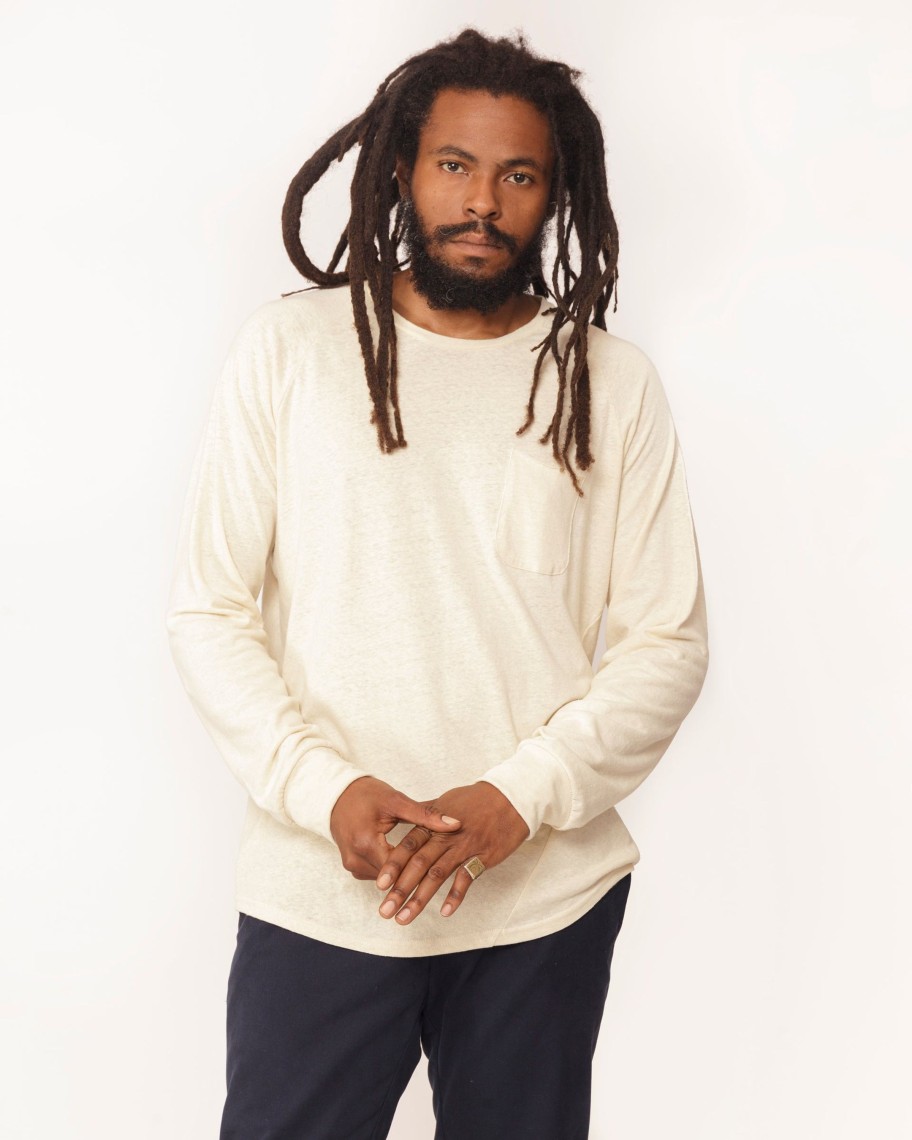 Men 18 Waits Knits | T-Shirts | Raglan Pocket Tee | Natural Hemp