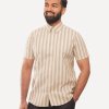 Men 18 Waits Shirts | Short Sleeve Dylan Shirt | Tipsy Sailor Stripes (Grey)