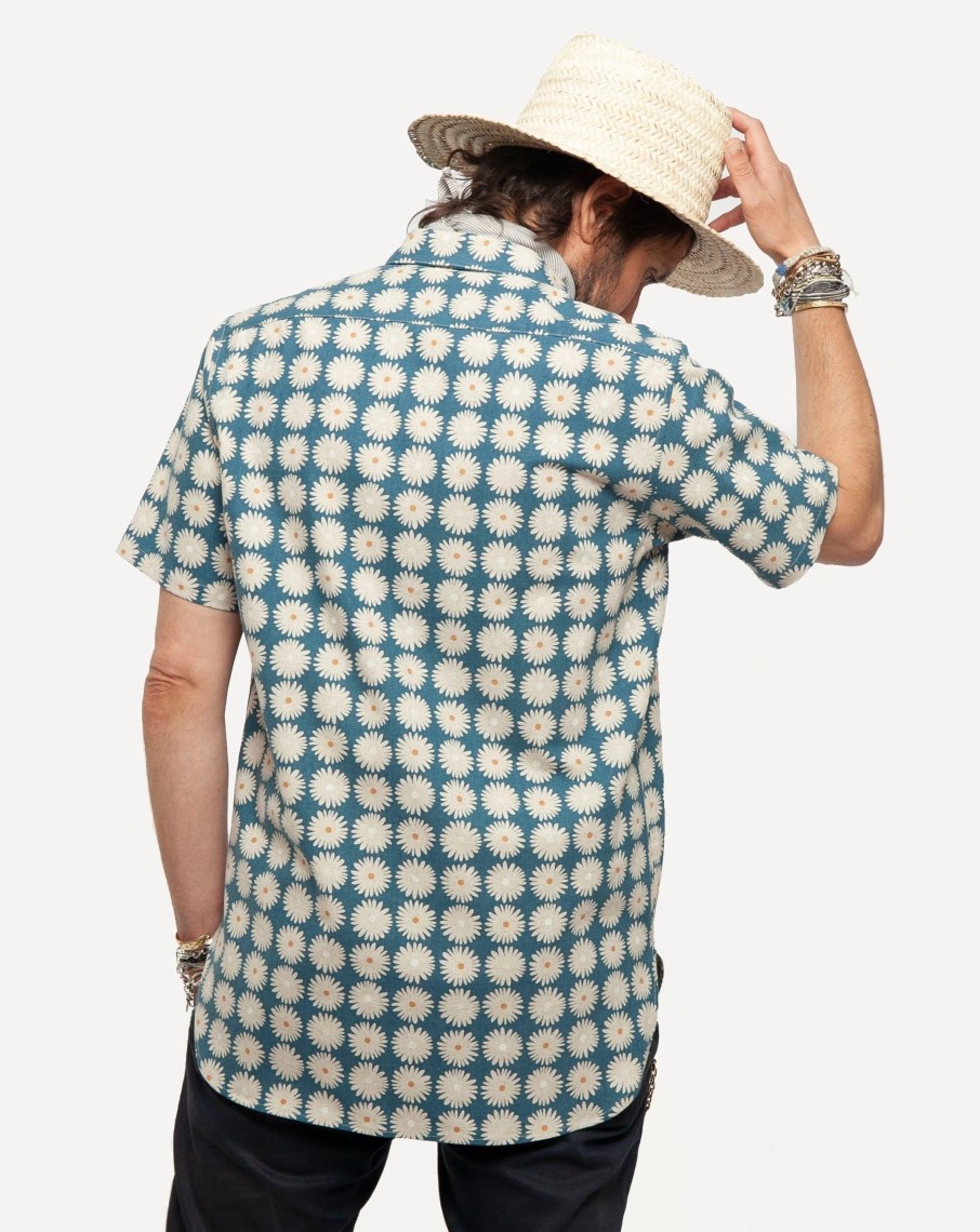 Men 18 Waits Shirts | Short Sleeve Neuwirth Shirt | Floral Linen Burst