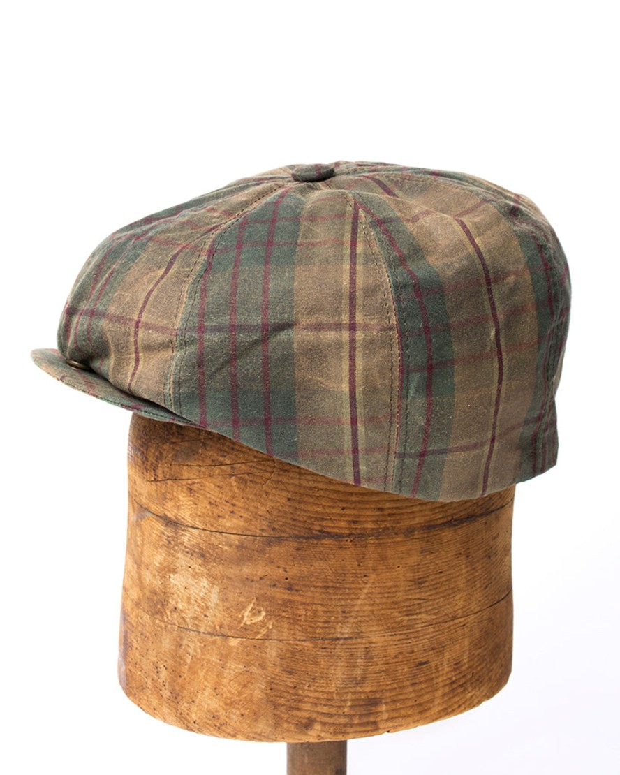 Men 18 Waits Hats & Caps | Bruce Cap | Olive Plaid Waxed Cotton