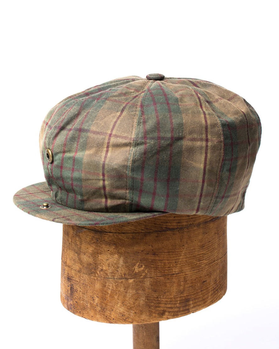 Men 18 Waits Hats & Caps | Bruce Cap | Olive Plaid Waxed Cotton