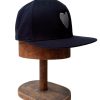 Men 18 Waits Hats & Caps | Flat Bill Snapback Cap | White Heart On Navy