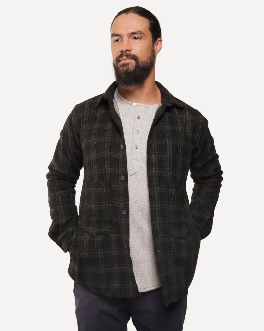 Men 18 Waits Jackets | The Legacy Weekender | Green/Grey/Black Plaid Wool