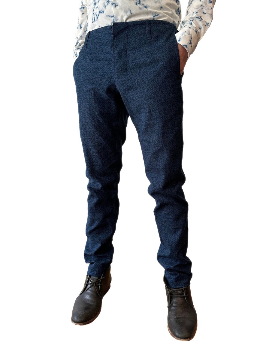 Men 18 Waits | Signature Trouser | Flower Rounds - Indigo