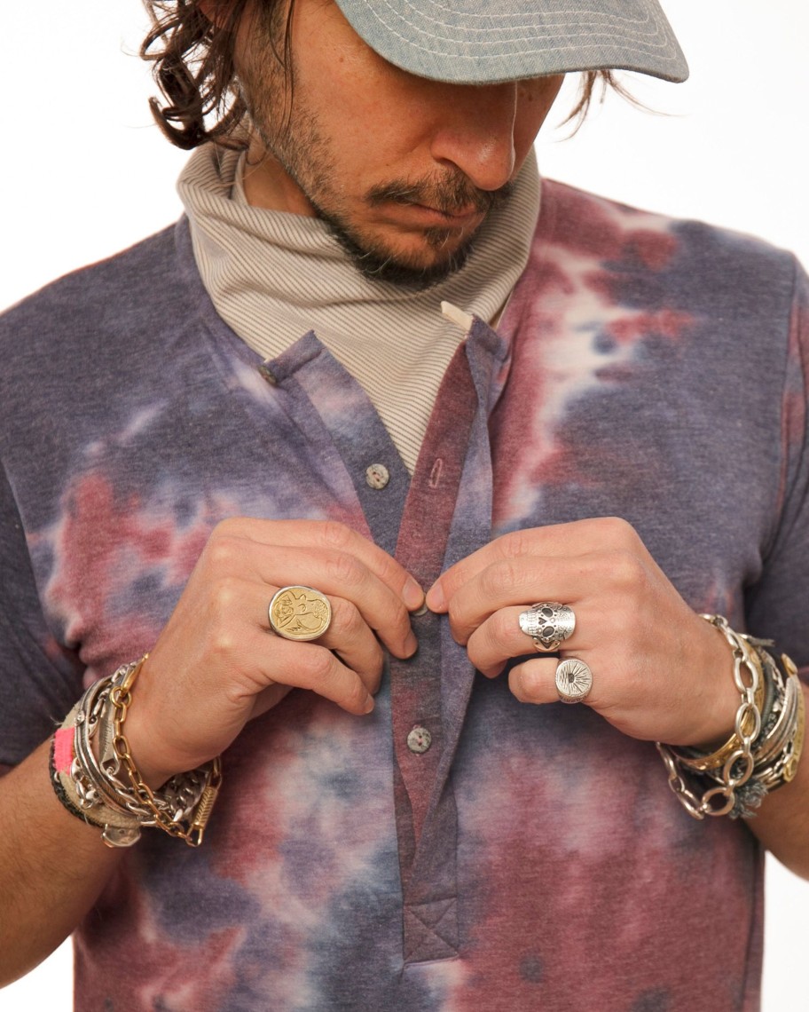 Men 18 Waits Knits | T-Shirts | Hitchhiker Henley | Indigo Plum Tie Dye