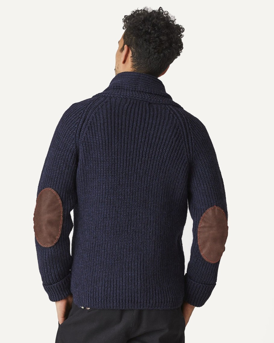 Men 18 Waits Knits | T-Shirts | Knit Cardigan | Navy Wool