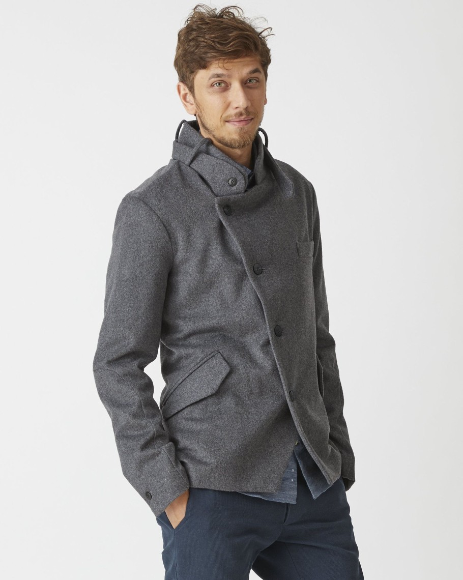 Men 18 Waits Jackets | Brigadier Jacket | Heather Stone Wool