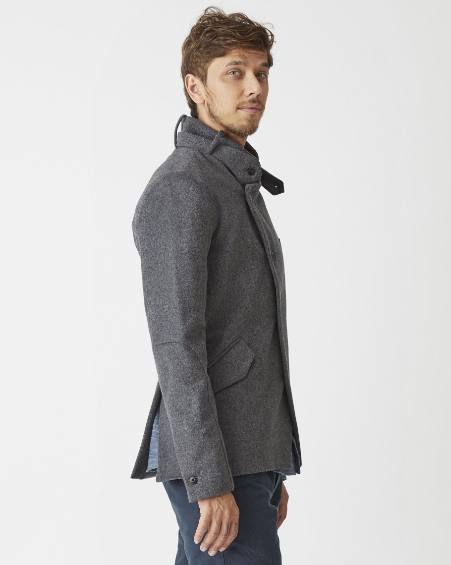 Men 18 Waits Jackets | Brigadier Jacket | Heather Stone Wool