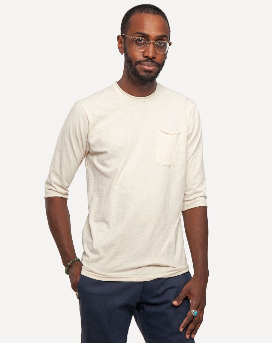 Men 18 Waits Knits | T-Shirts | 3/4 Length Pocket Tee | Heather Almond