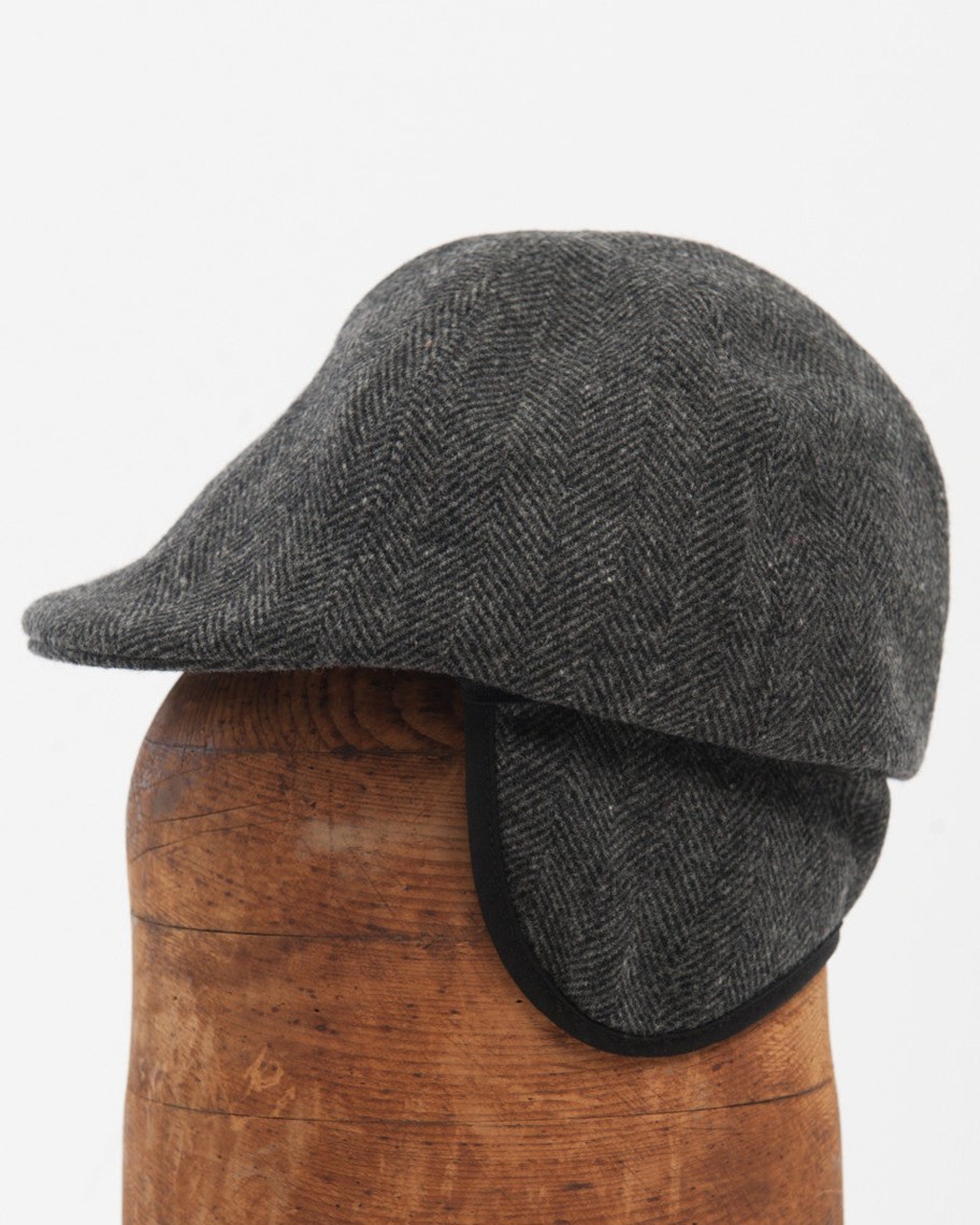 Kids Hopper Hunter | Wool Duckbill Cap | Charcoal Herringbone Wool