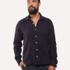 Men 18 Waits Shirts | Long Sleeve Dylan Shirt | Navy Gauze