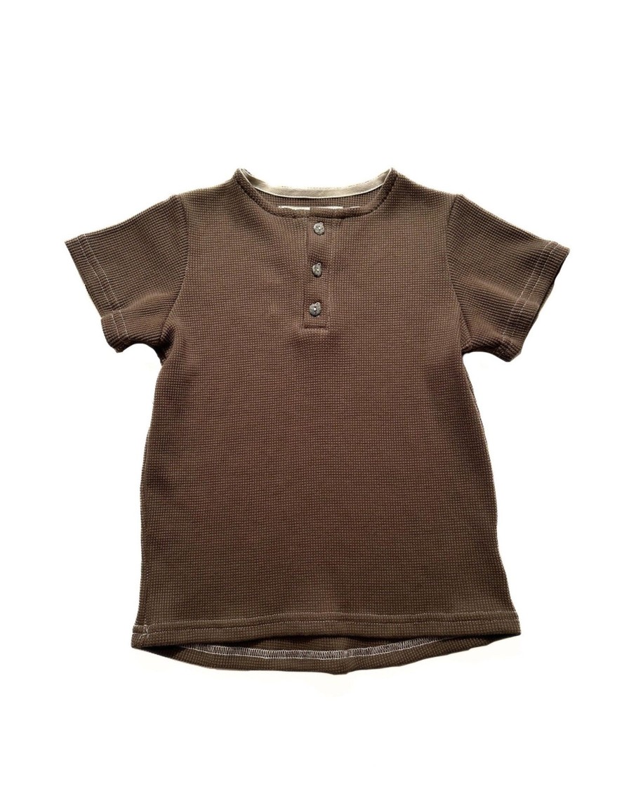 Kids Hopper Hunter | Henley | Organic | Khaki Micro Waffle