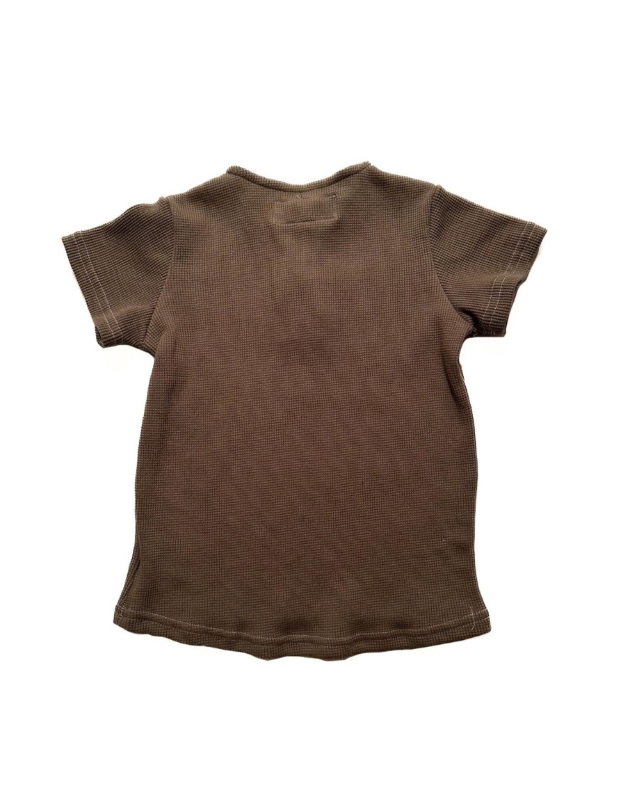 Kids Hopper Hunter | Henley | Organic | Khaki Micro Waffle