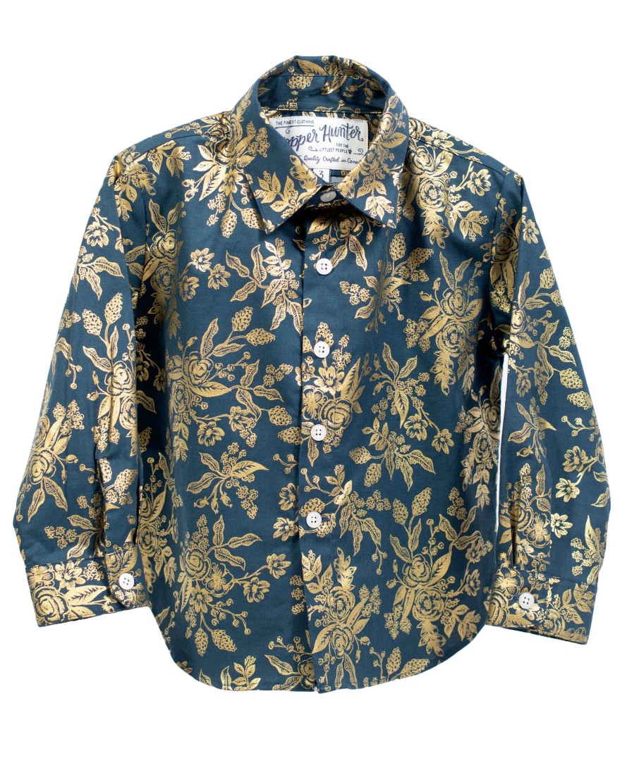 Kids Hopper Hunter | Long Sleeve Shirt | Gold Floral