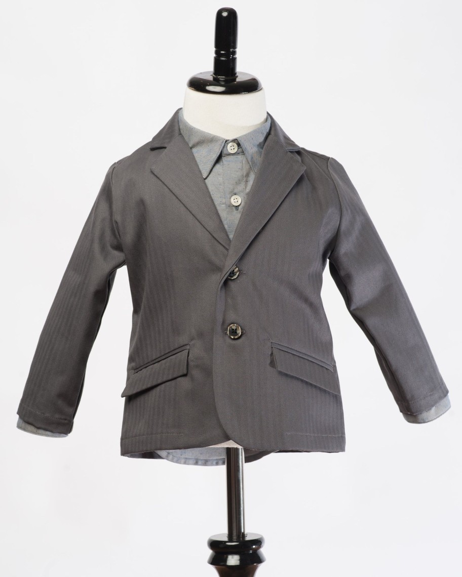 Kids Hopper Hunter | Blazer | Charcoal Herringbone