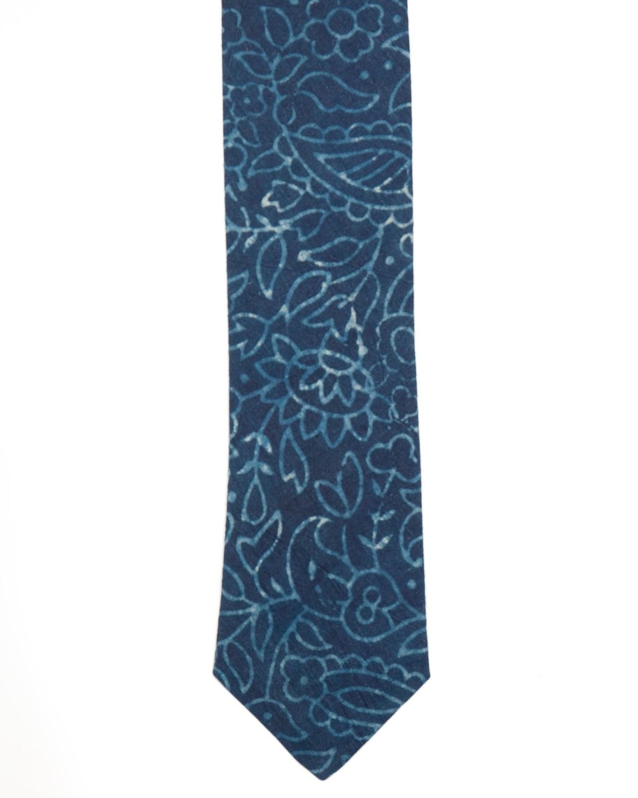 Men 18 Waits Ties & Pocket Squares | The Tie | Faded Indigo Flowers