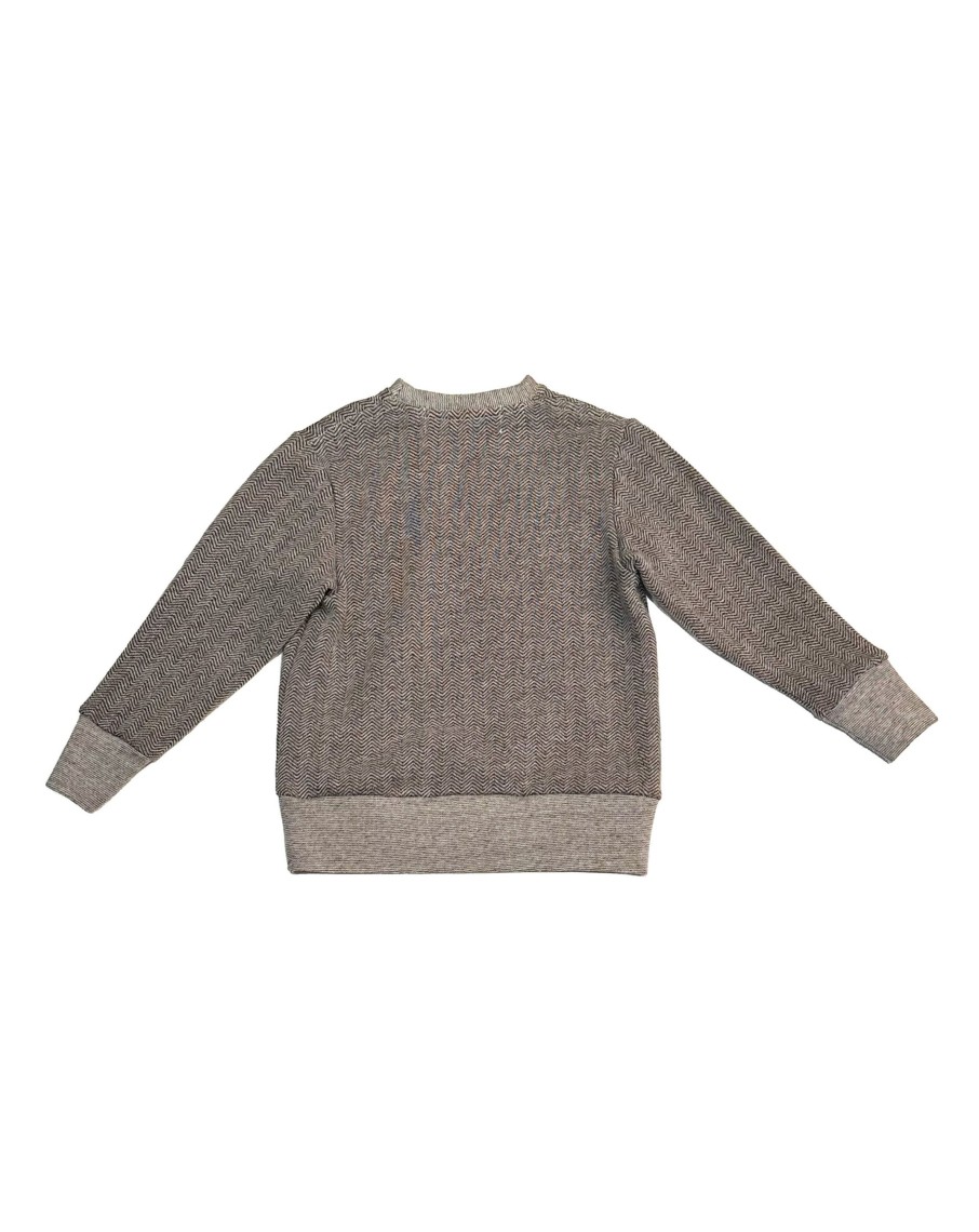 Kids Hopper Hunter | Crew Sweater | Grey Herringbone