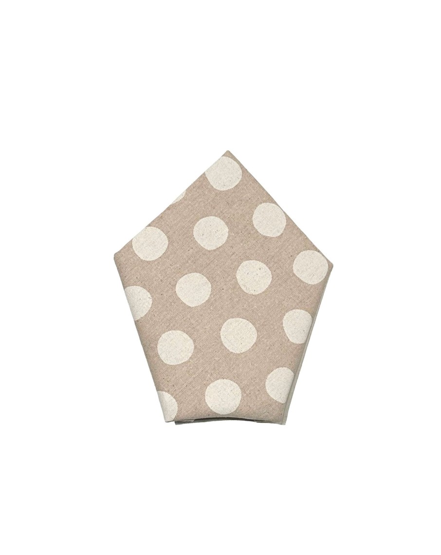 Men 18 Waits Ties & Pocket Squares | Pocket Square | Tipsy Linen Dots - Natural White