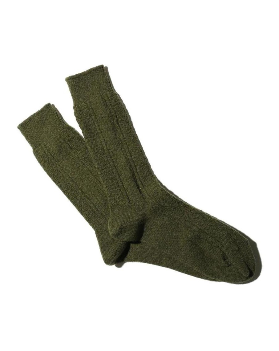 Men Anonymous Ism Socks | Anonymous Ism Socks | Wool Cashmere Links Crew - Olive