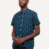 Men 18 Waits Shirts | Short Sleeve Dylan Shirt | Seersucking Surfers - Navy