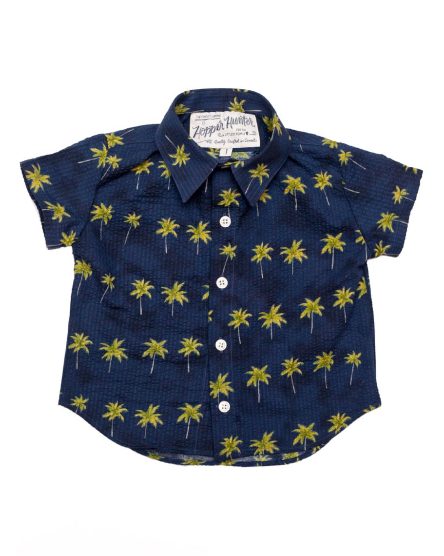 Kids Hopper Hunter | Short Sleeve Shirt | Navy Palms