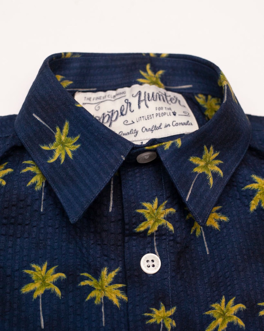 Kids Hopper Hunter | Short Sleeve Shirt | Navy Palms