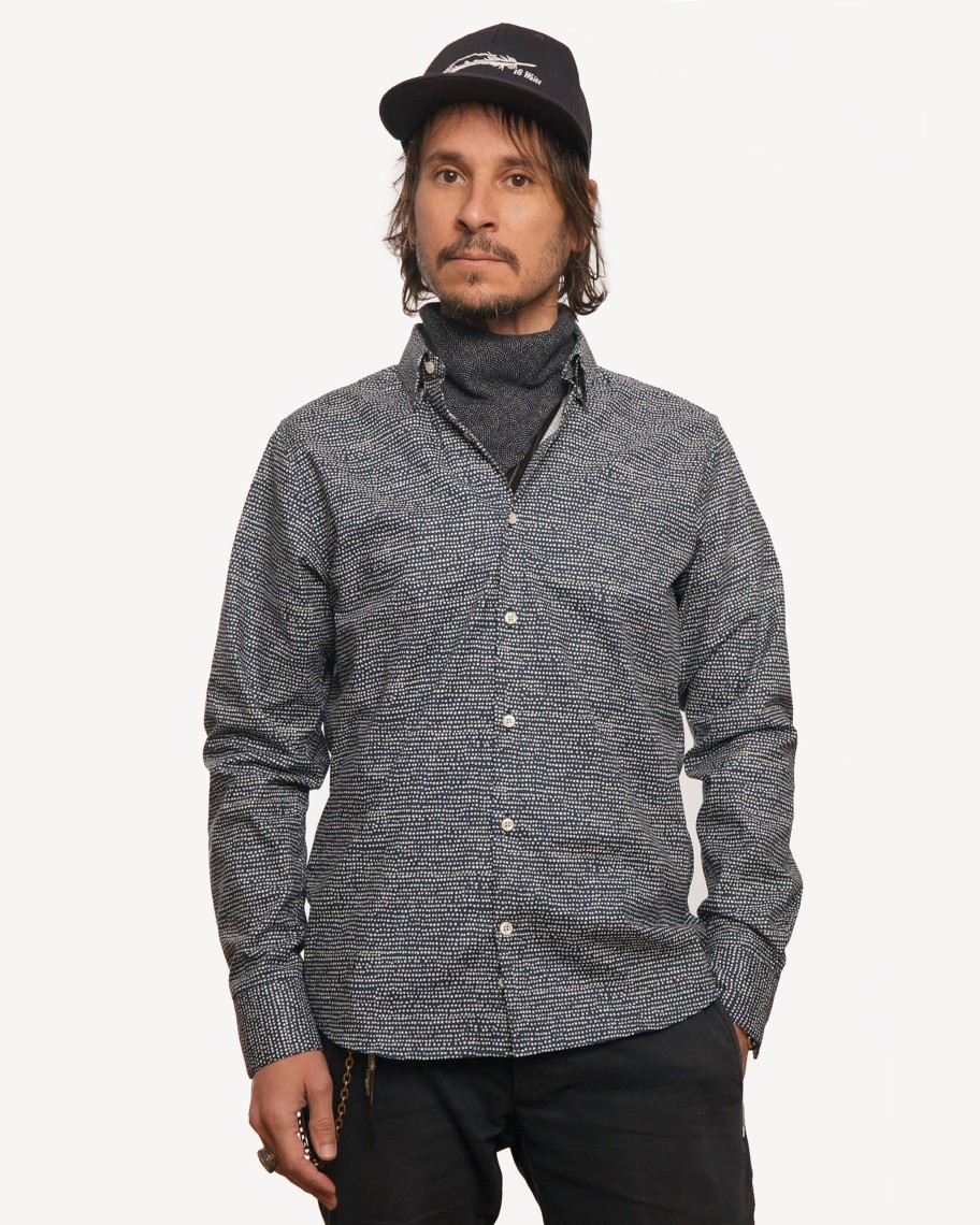 Men 18 Waits Shirts | Long Sleeve Dylan Shirt | Space Dots