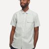 Men 18 Waits Shirts | Short Sleeve Neuwirth Shirt | Indigo Linen Hatches