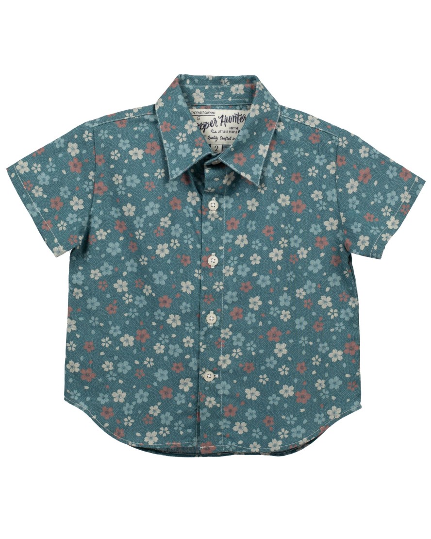 Kids Hopper Hunter | Short Sleeve Shirt | Blue Wildflowers