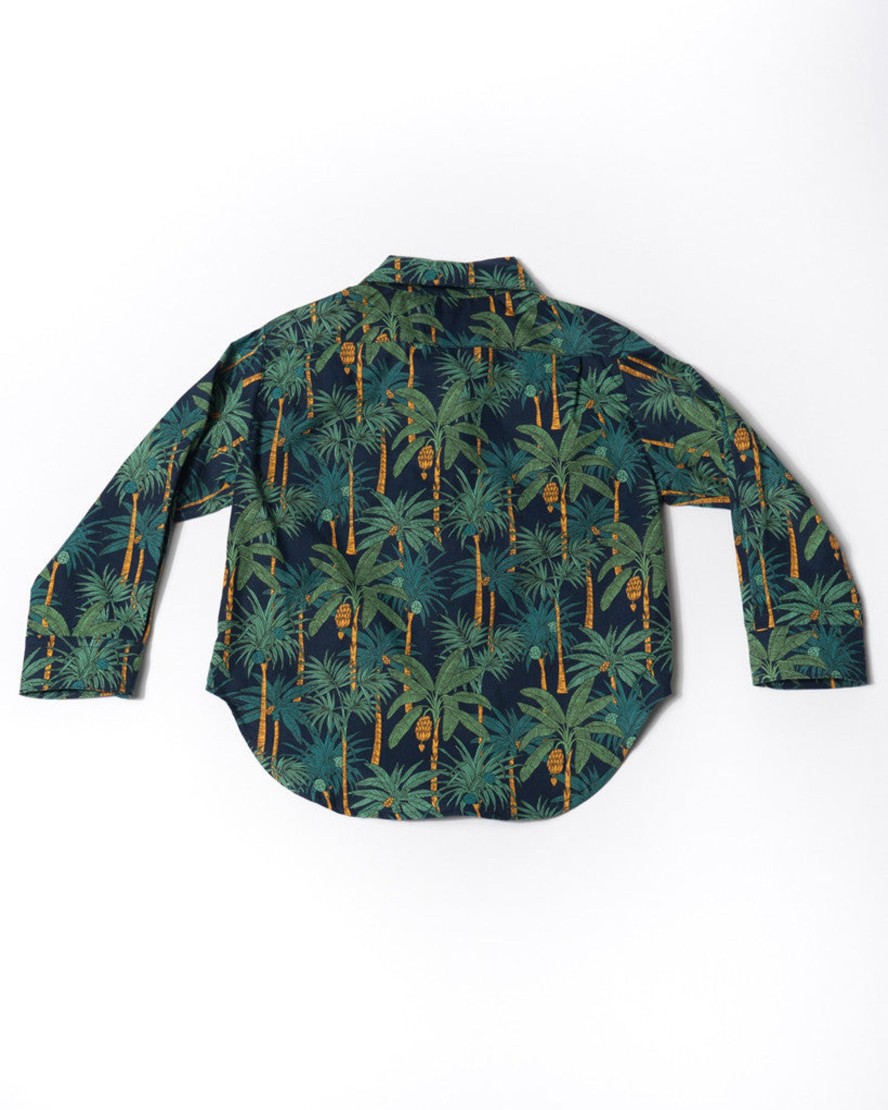 Kids Hopper Hunter | Long Sleeve Shirt | Navy Jungle Palms