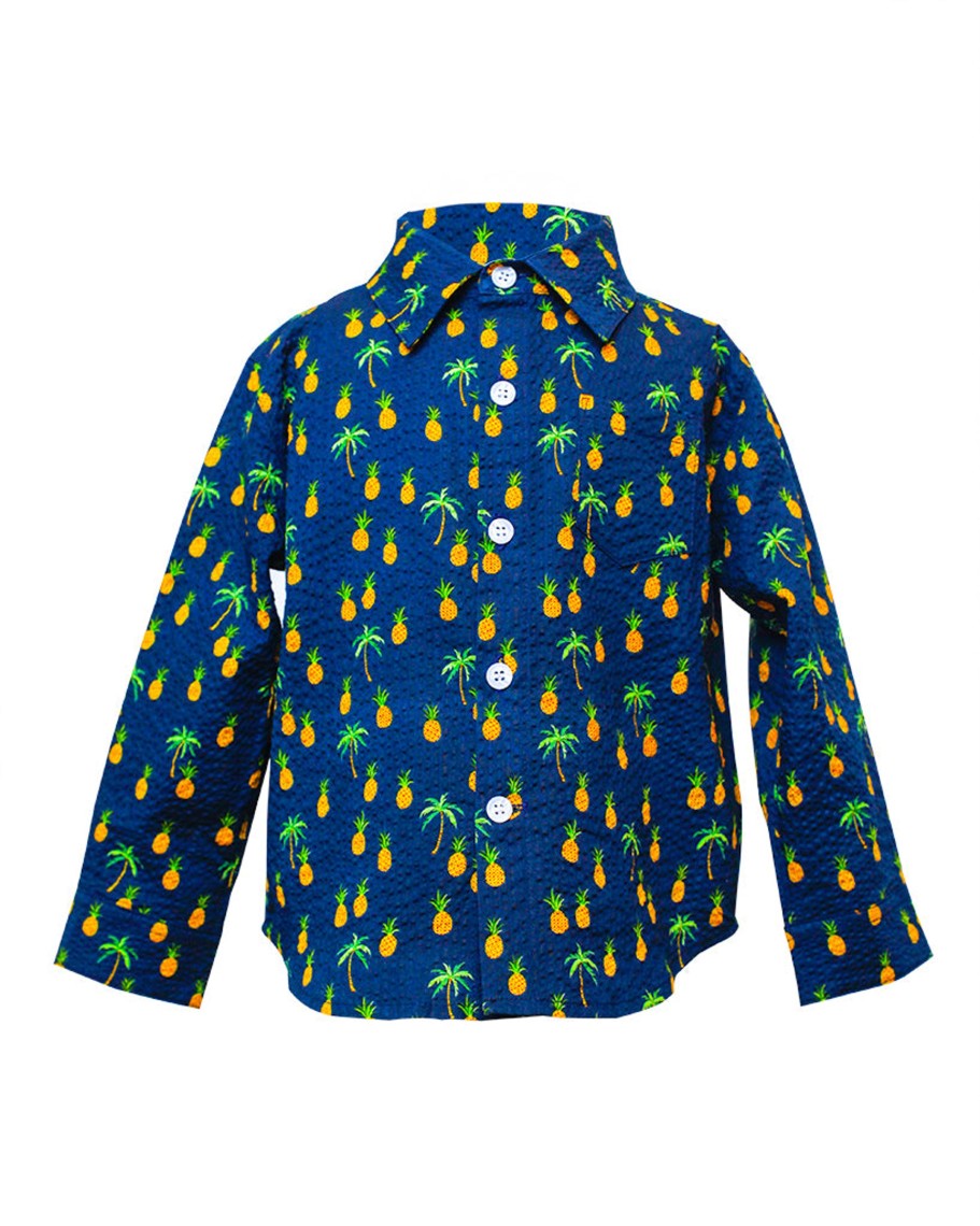 Kids Hopper Hunter | Long Sleeve Shirt | Navy Pineapples