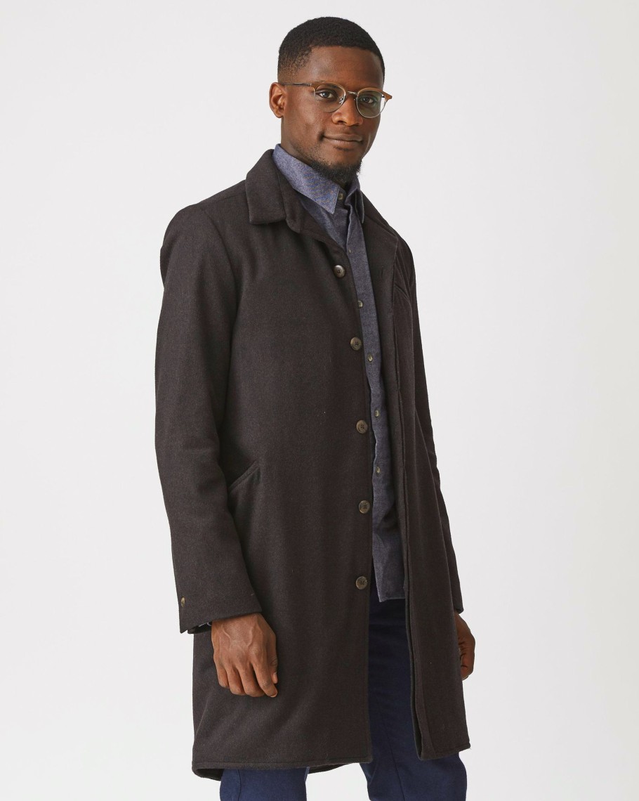 Men 18 Waits Jackets | Classic Trench | Dark Brown Wool