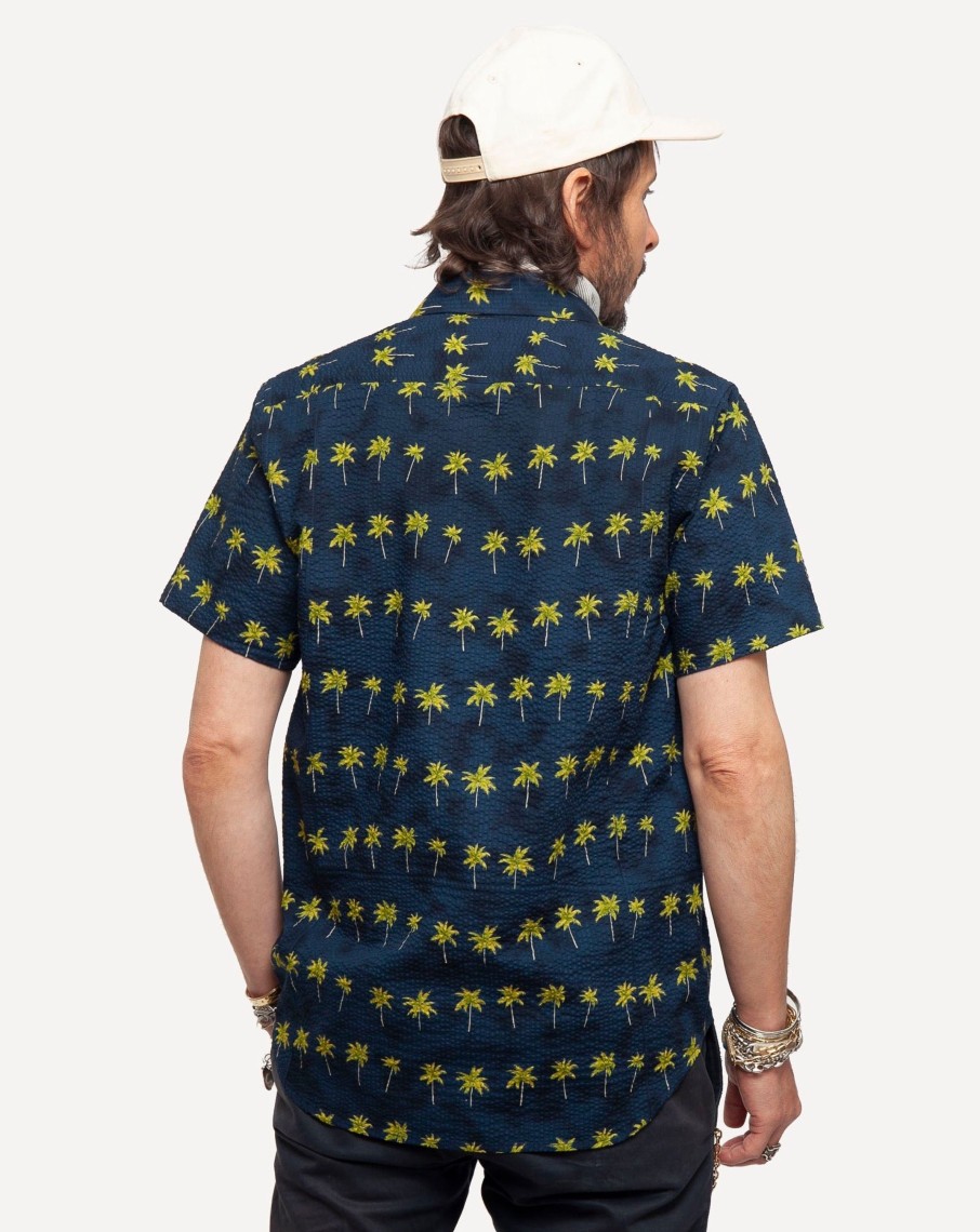 Men 18 Waits Shirts | Short Sleeve Dylan | Seersucking Palms - Navy