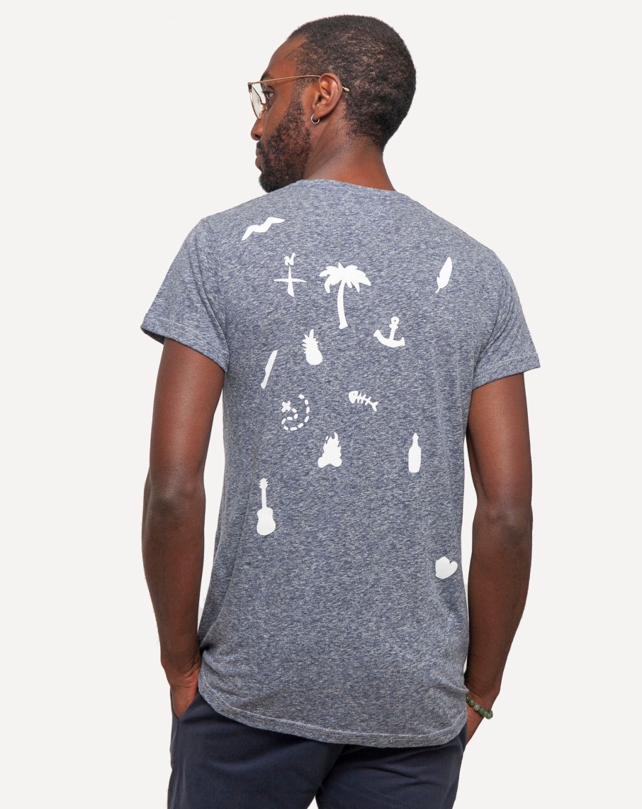 Men 18 Waits Knits | T-Shirts | Graphic T-Shirt | Castaways | Heather Navy