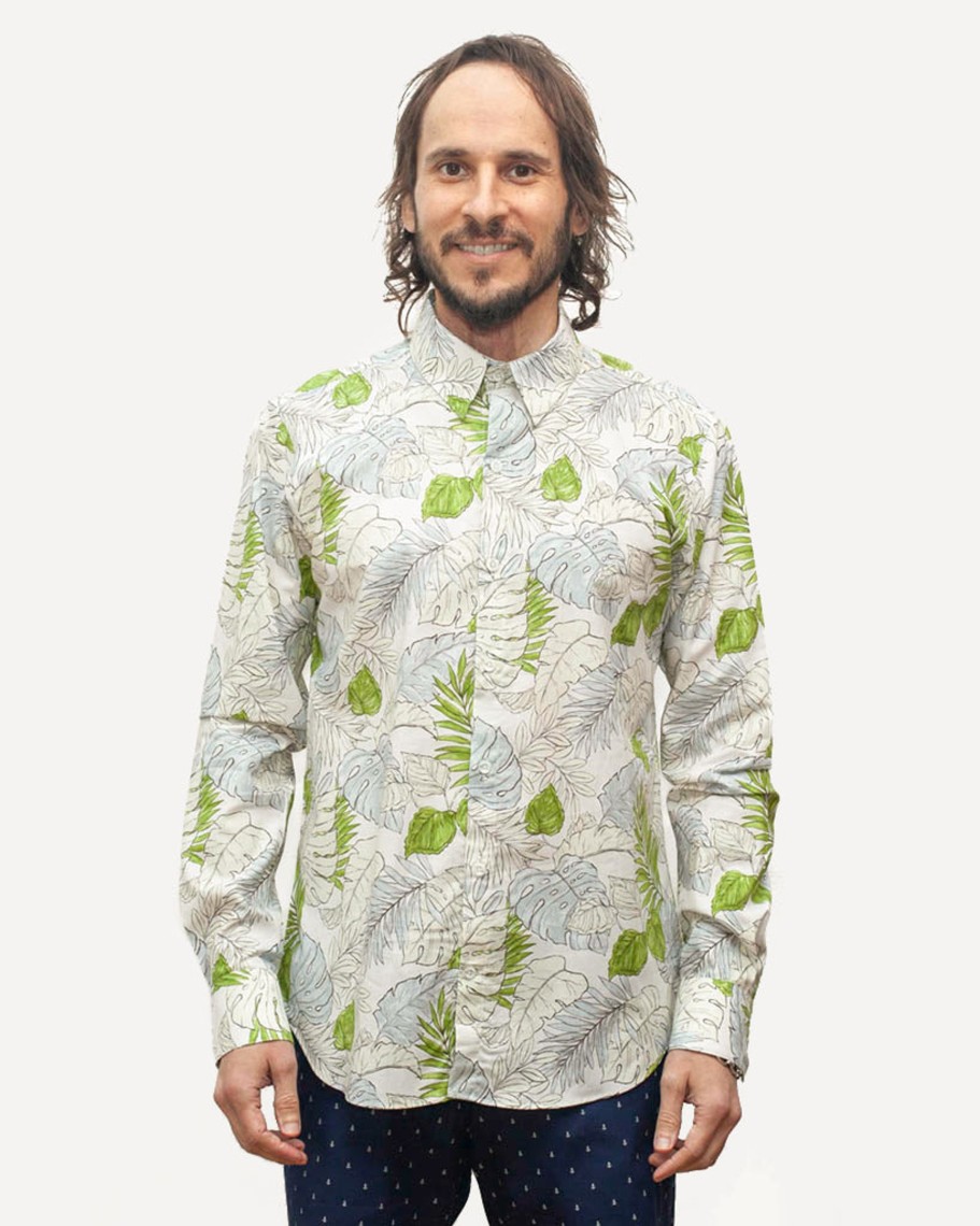 Men 18 Waits Shirts | Long Sleeve Dylan Shirt | Faded Flora