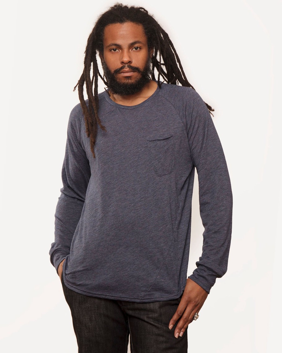 Men 18 Waits Knits | T-Shirts | Raglan Pocket Tee | Heather Sea