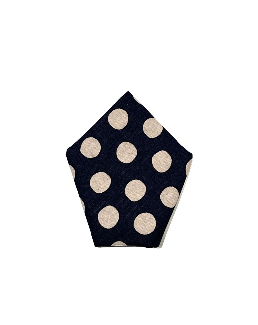 Men 18 Waits Ties & Pocket Squares | Pocket Square | Tipsy Linen Dots - Navy